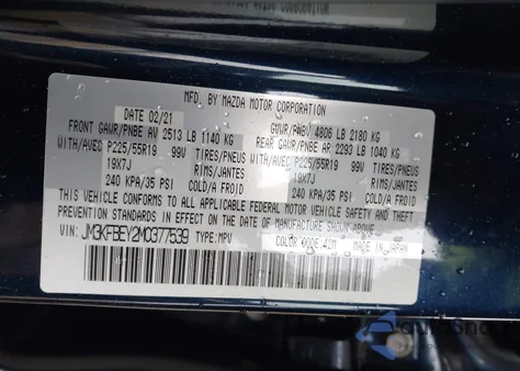 2021 Mazda Cx-5 Signature from USA, damaged, VIN JM3KFBEY2M0377539